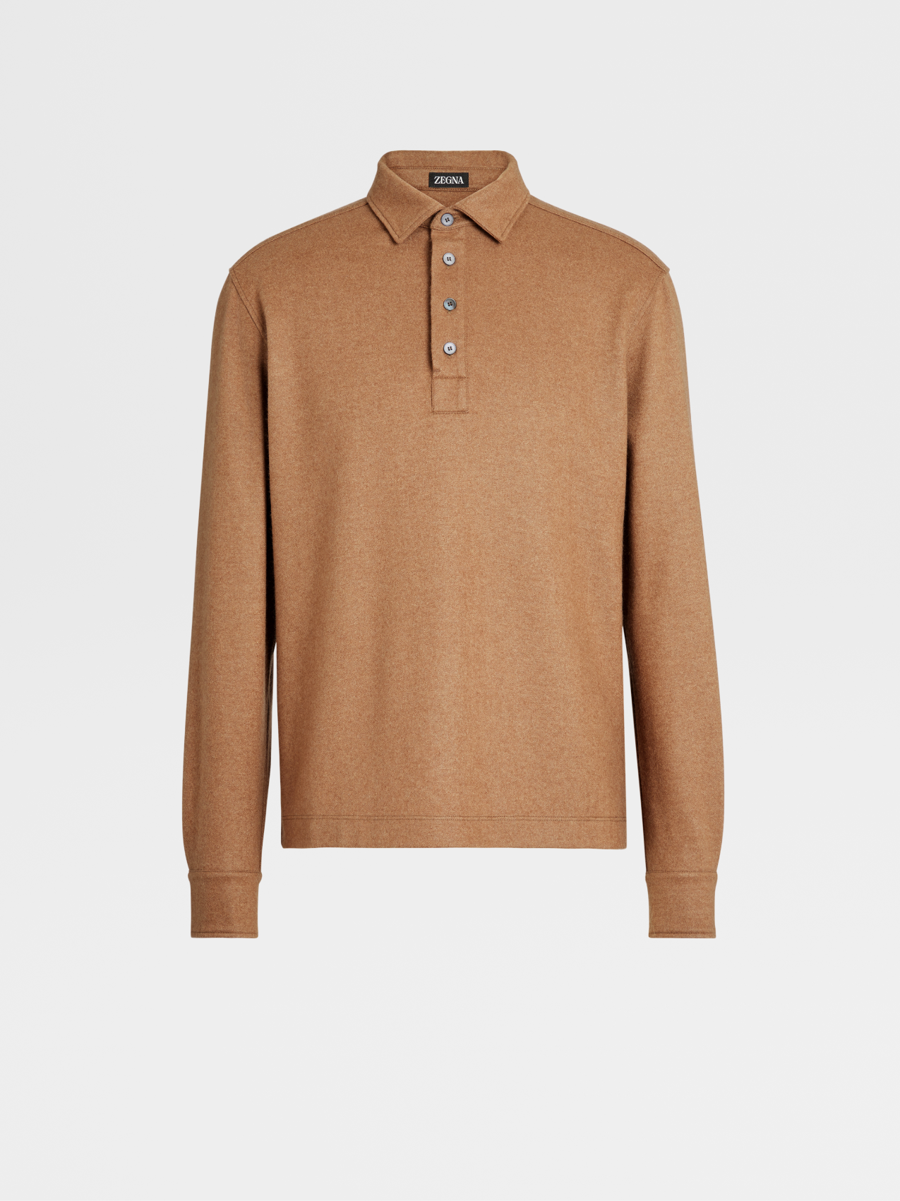 Vicuna Color Cashmere Long-sleeve Polo